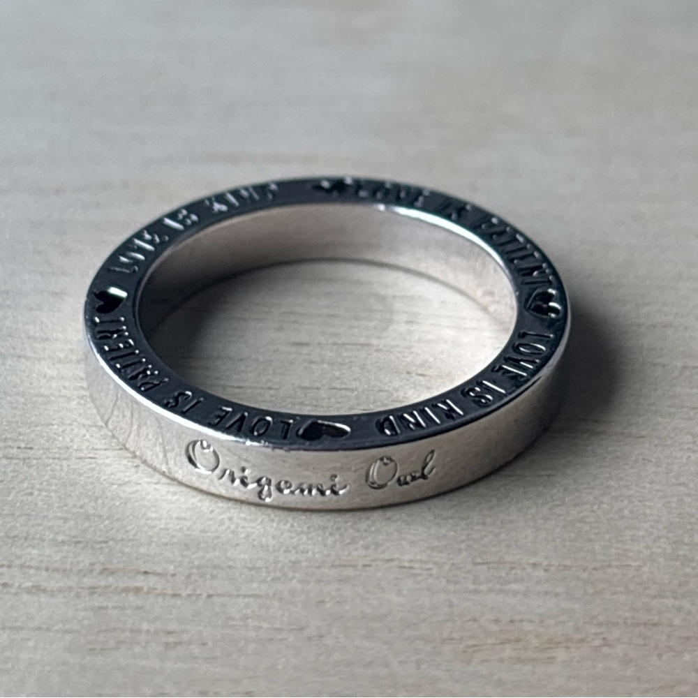 Origami Owl Love is Patient‎ Sentiments Ring Size 7 Stainless Steel Silver Tone